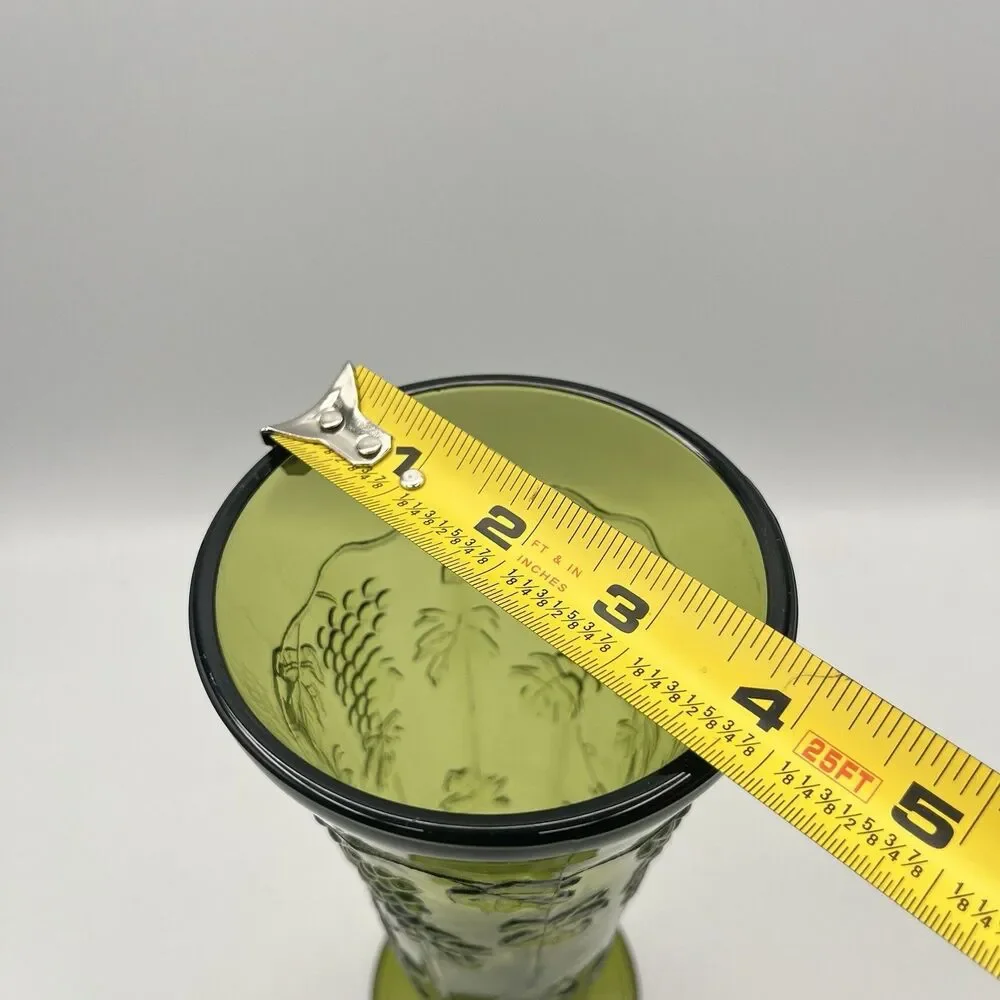 Vintage Indiana Glass Tall Footed Vase Harvest Grape Colony Green 9.75